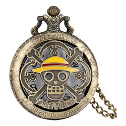 Reloj One Piece De Bolsillo Anime Cadena Accesorios Luffy Bronce