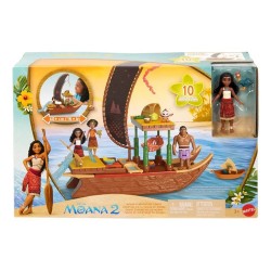 Juego Canoa De Aventuras Con Mini Muñeca Moana + Accesorios Marrón Claro