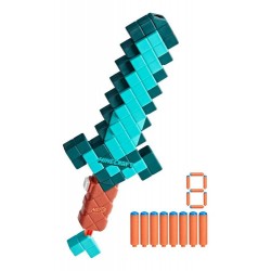 Lanzador Nerf Minecraft Fiebrand Espada 4 Dardos Azul