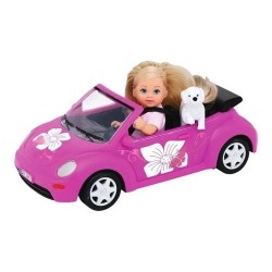 Muñeca Evi Love En Su Auto Con Mascota Evi Beetle / Diverti